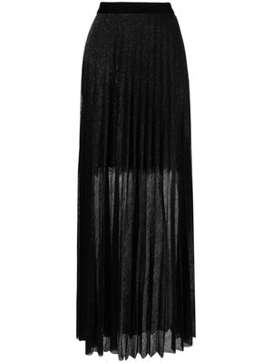 Talbot Runhof lurex-detail pleated maxi skirt - Black