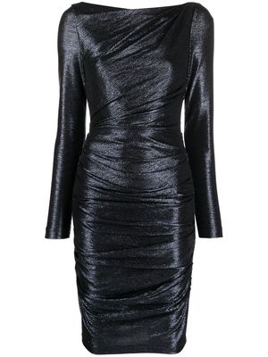 Talbot Runhof metallic-effect ruched midi dress - Blue