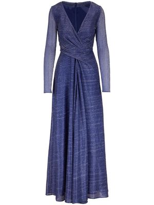 Talbot Runhof metallic-effect V-neck dress - Blue