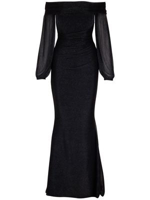 Talbot Runhof off-shoulder crepe gown - Black