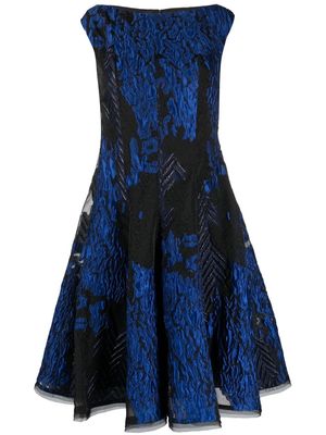 Talbot Runhof patterned flared mini dress - Blue