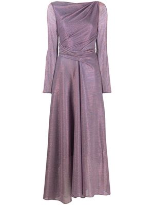 Talbot Runhof plissé lurex gown - Purple