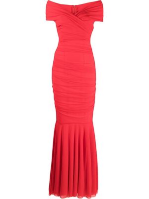 Talbot Runhof ruched-detail fitted dress - Red