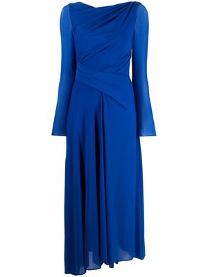 Talbot Runhof ruched long-sleeve gown - Blue