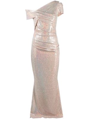Talbot Runhof sequin-embellished one-shoulder gown - Pink