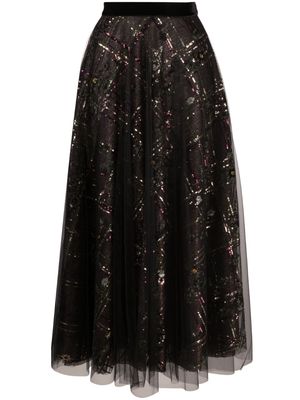 Talbot Runhof sequin-embellished tulle skirt - Black