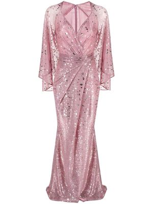 Talbot Runhof V-neck draped gown - Pink