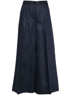 Talbot Runhof wide-leg linen trousers - Blue