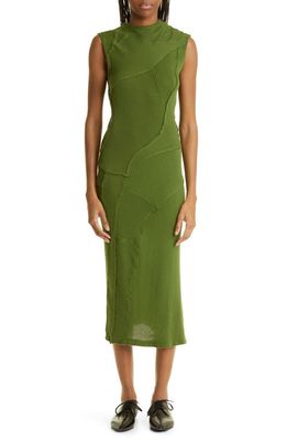 Talia Byre Patched Cotton Midi Dress in Olive
