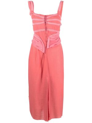 Talia Byre tape-detail sleeveless midi dress - Pink