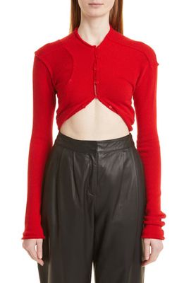 Talia Byre Wool Blend Crop Cardigan in Red
