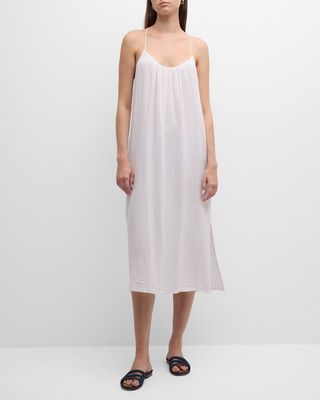 Talia Sleeveless Puckered Racerback Midi Dress