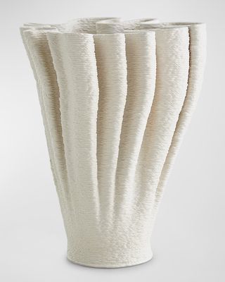 Tall Ripple Printed Vase - Matte White