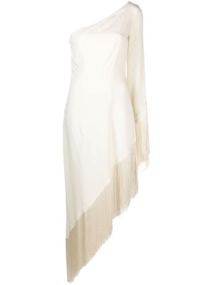 Taller Marmo asymmetric fringed midi dress - White