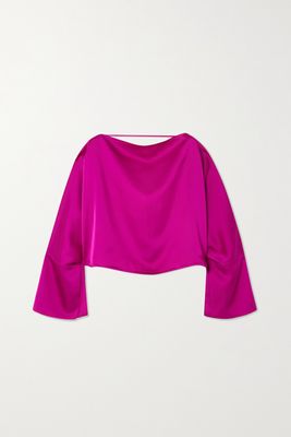 Taller Marmo - Donyale Open-back Satin Blouse - Purple