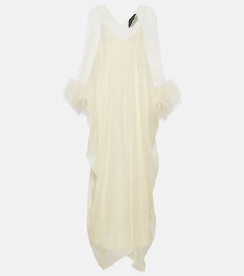 Taller Marmo Feather-trimmed silk gown