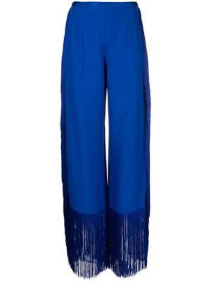 Taller Marmo fringe-detailing zip-up flared trousers - Blue