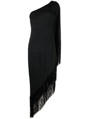 Taller Marmo fringed-edge one-shoulder midi dress - Black