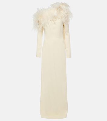 Taller Marmo Garbo feather-trimmed crêpe gown