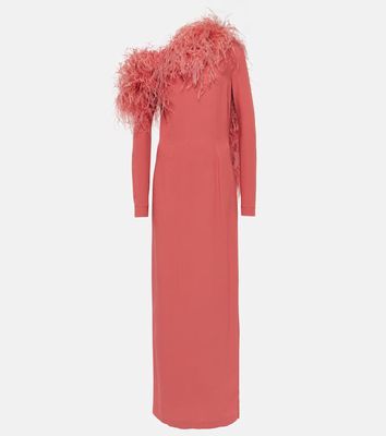 Taller Marmo Garbo feather-trimmed gown