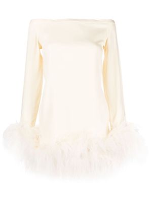 Taller Marmo Kika feather-trimmed minidress - White