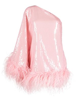 Taller Marmo Piccolo Disco feather-trim sequinned minidress - Pink
