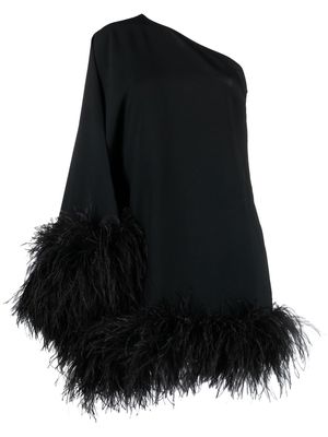 Taller Marmo Piccolo Ubud feather-trim one-shoulder dress - Black