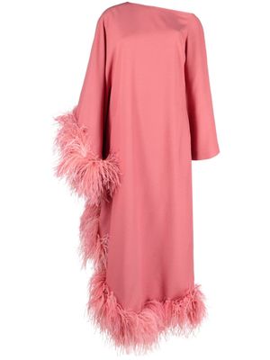 Taller Marmo Ubud Extravaganza feather-trim maxi dress - Pink