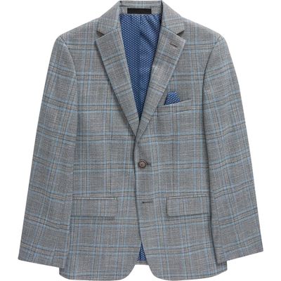 Tallia Kids' Check Sport Coat in Light Grey/Blue 