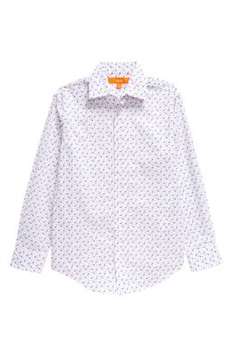 Tallia Kids' Floral Button-Up Shirt in White/Pink