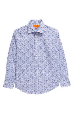 Tallia Kids' Floral Dress Shirt in Purple /Blue