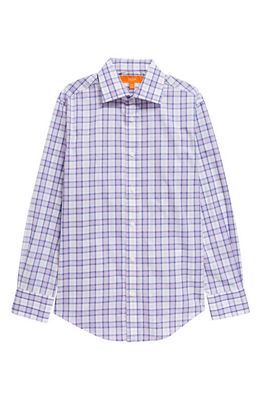 Tallia Kids' Plaid Long Sleeve Button-Up Shirt in Purple/Navy