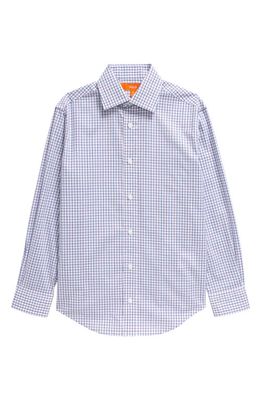 Tallia Kids' Plaid Long Sleeve Button-Up Shirt in White/Pink