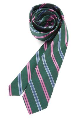 Tallia Kids' Repp Stripe Silk Blend Tie in Pink/Green