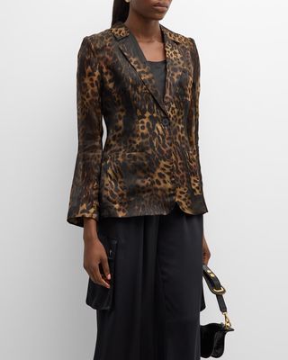 Tamara Sheer Leopard-Print Blazer