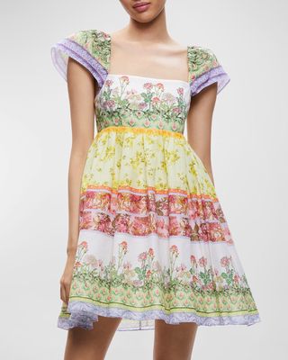 Tamia Puff-Sleeve Babydoll Mini Dress