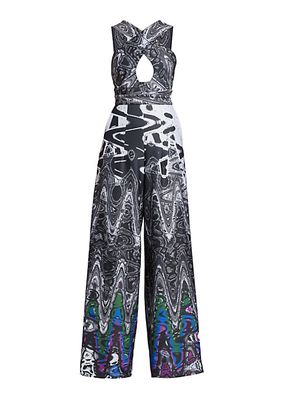 Tammi Abstract-Print Cut-Out Jumpsuit