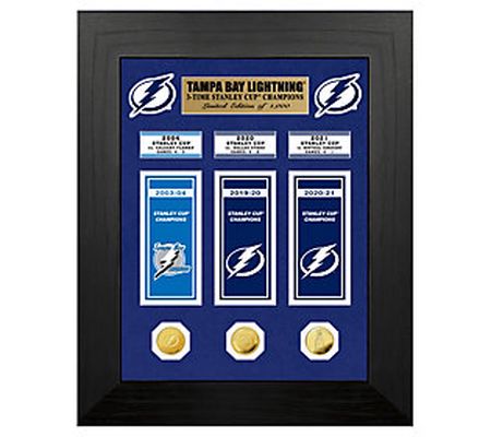 Tampa Bay 3X Stanley Cup Champs Deluxe Banner F rame
