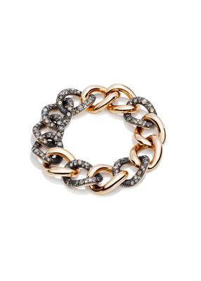 Tango Rose Gold/Silver Curb Link Bracelet with Brown Diamonds