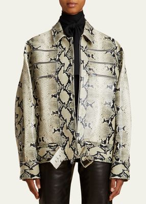Tania Snake-Print Leather Jacket