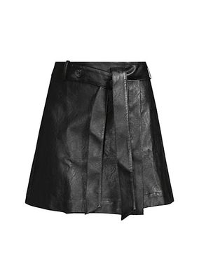 Tanner Vegan Leather Wrap Miniskirt