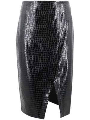 Tanya Taylor Juniper crocodile-embossed wrap skirt - Black