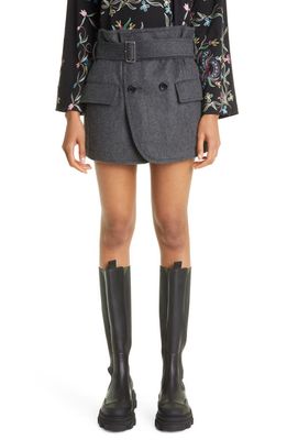 Tao Comme des Garçons Belted Wool Blend Miniskirt in Top Charcoal