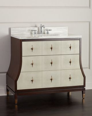 Tapered Faux-Shagreen Vanity with Sink