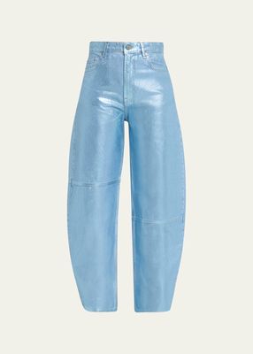 Tapered Foil Denim Cropped Jeans