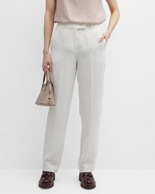 Tapered Linen-Blend Trousers