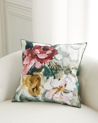 Tapestry Flower Eau De Nil Pillow