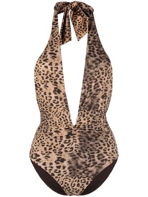 Tara Matthews Arinella Reversible leopard-print swimsuit - Neutrals
