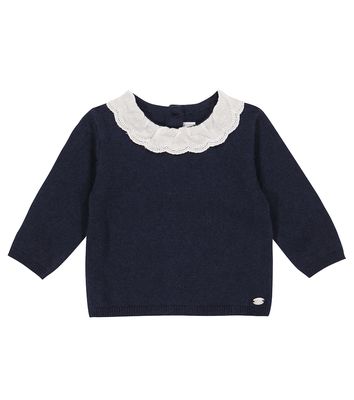 Tartine et Chocolat Baby lace-trimmed wool sweater