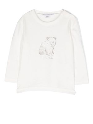 Tartine Et Chocolat bear-print long-sleeve T-shirt - White